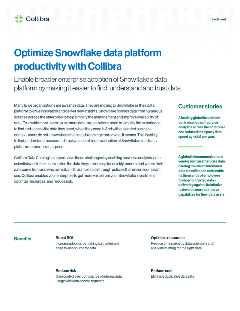 Optimize Snowflake data platform productivity with Collibra cover image