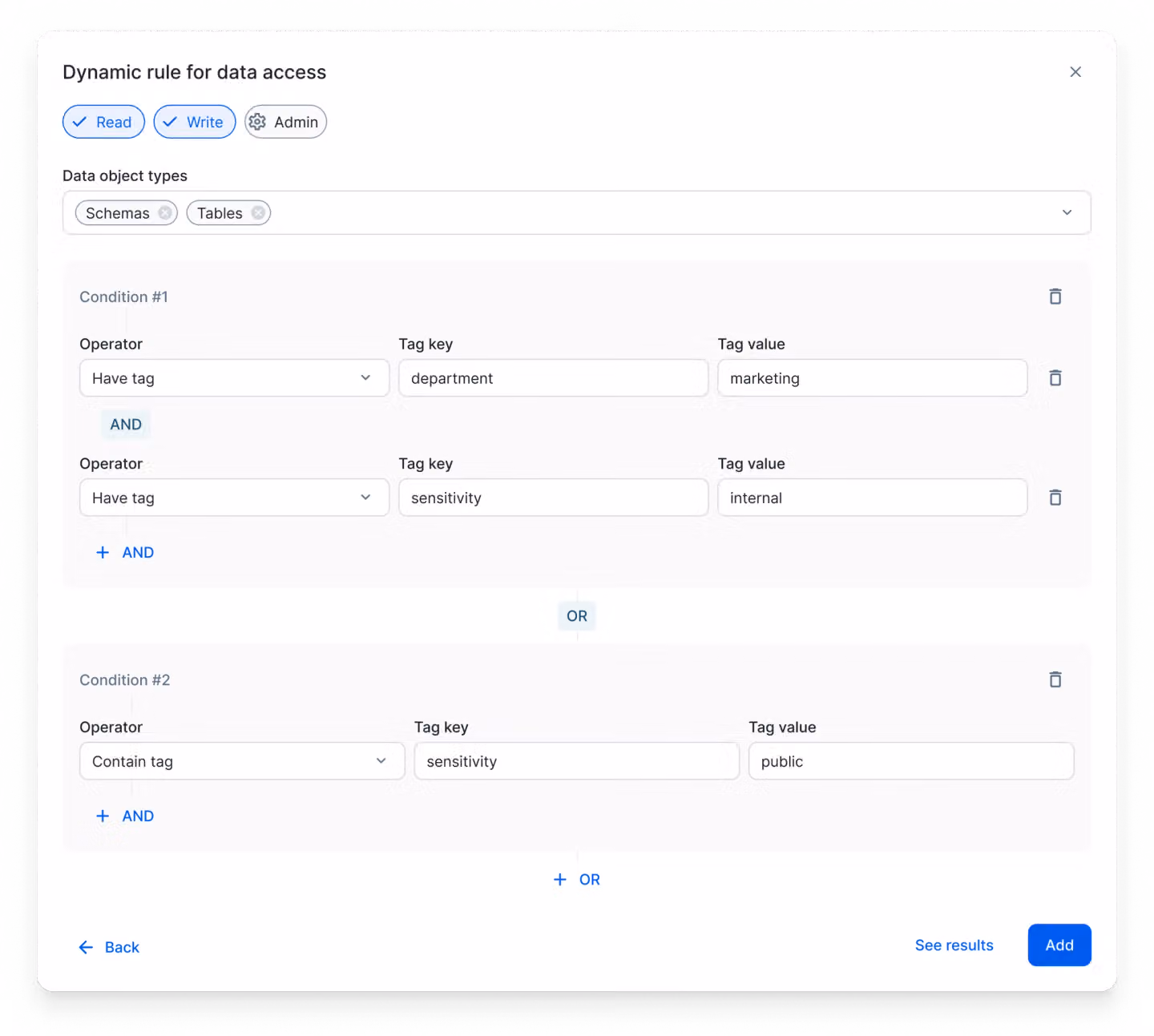 Create dynamic access rules that update automatically as user attributes change.