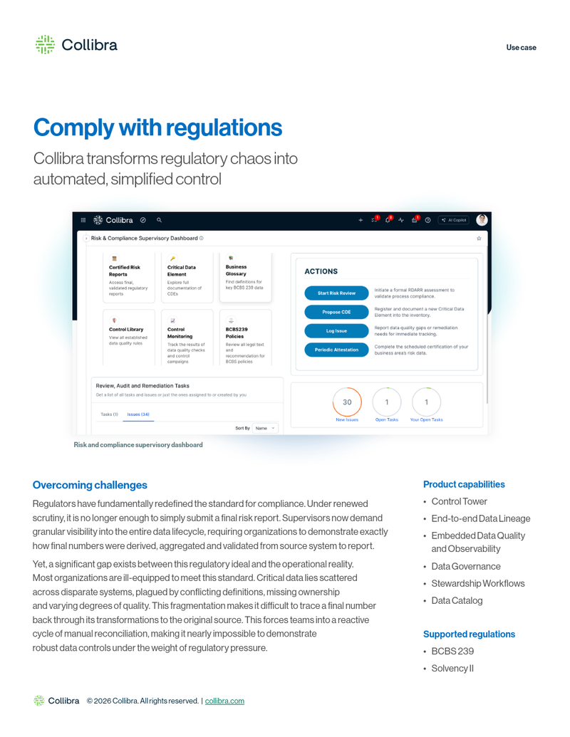 Comply with regulations: Collibra transforms regulatory chaos into automated, simplified control cover image