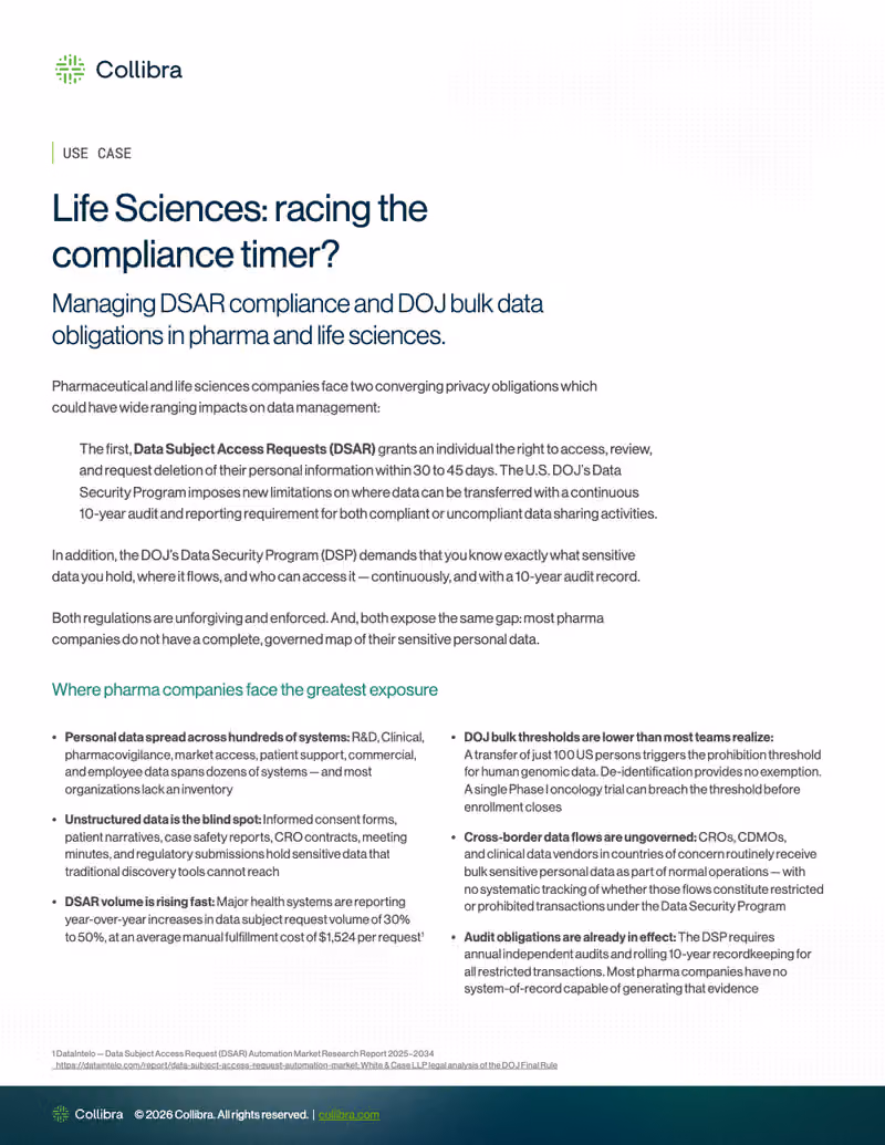 Life Sciences: Racing the compliance timer? DSAR compliance and DOJ bulk data obligations in pharma and life sciences cover image