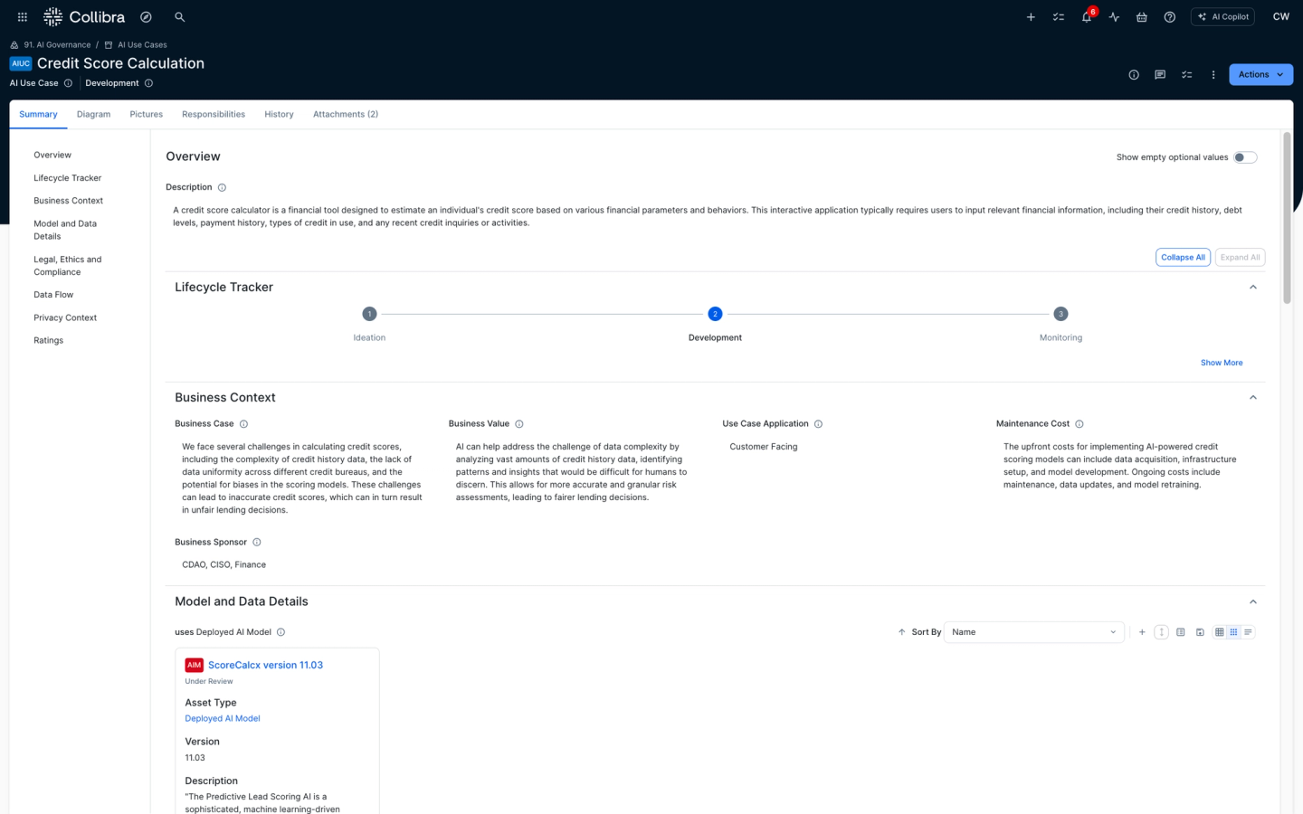 Define a standard blueprint for AI use cases, including lineage across data, models, agents and down