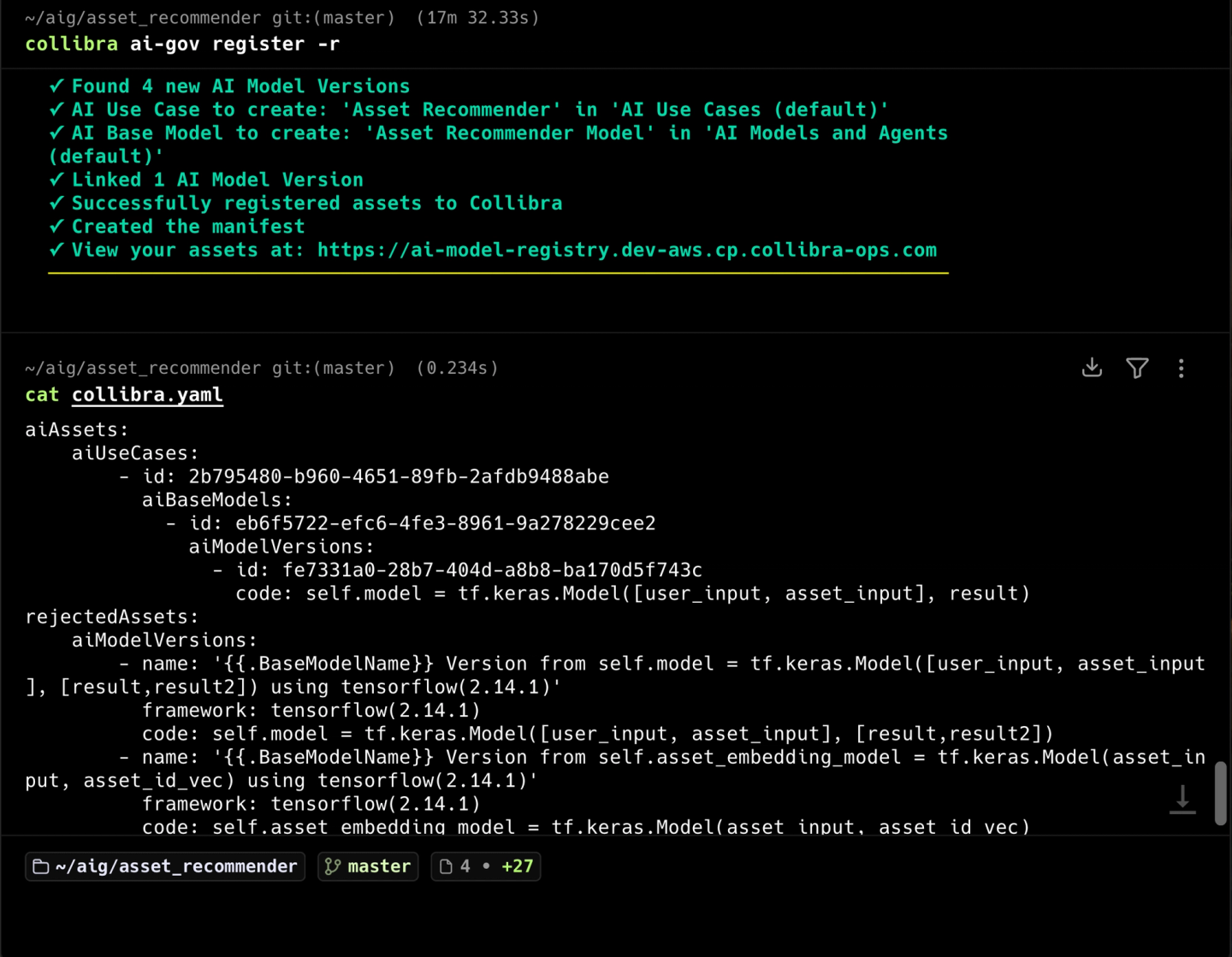 From CLI to manifest, automatically registering models, use cases and versions in one step
