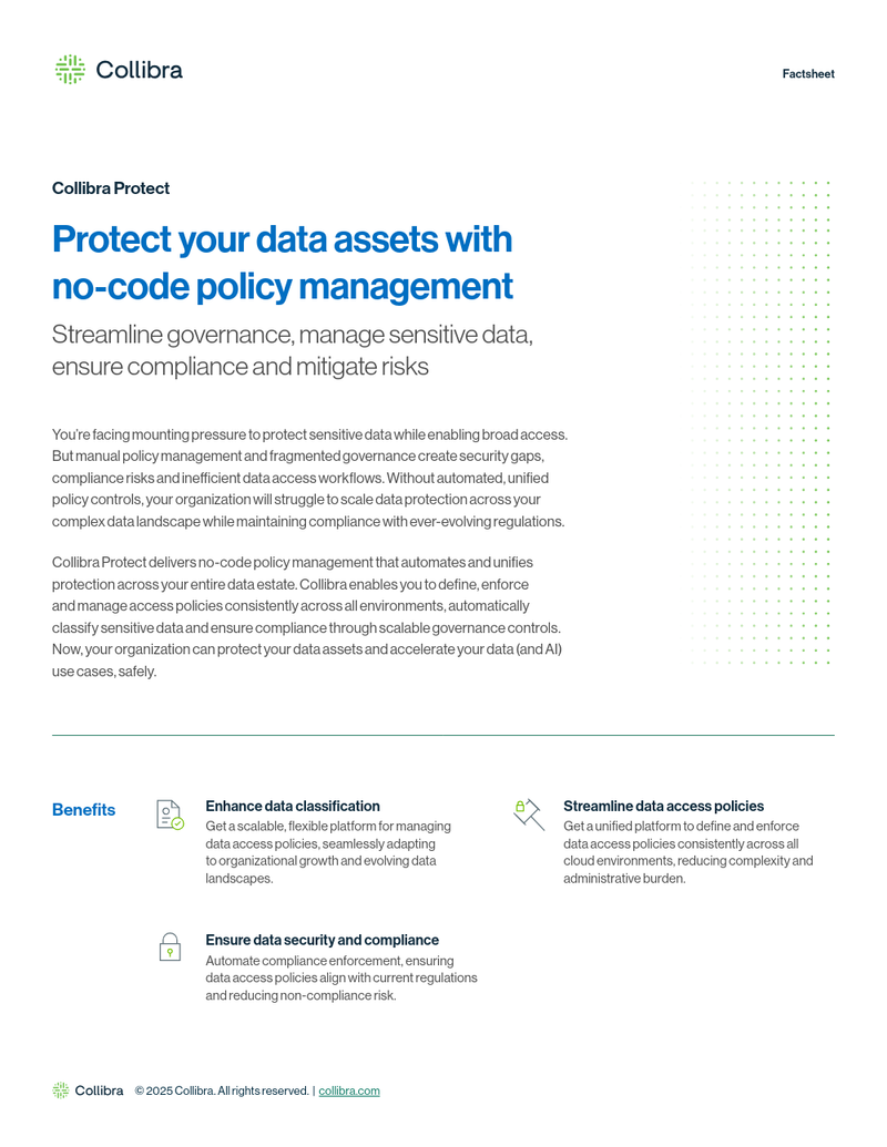 Collibra Protect: Protect your data assets with no-code policy management cover image