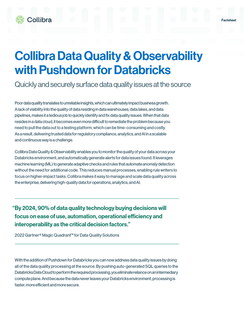 Collibra Data Quality with Pushdown for Databricks cover image