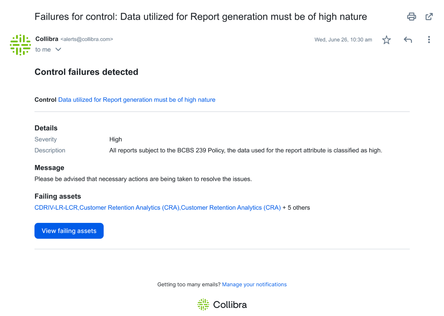 Notify stakeholders instantly with automated alerts triggered by any control failure 