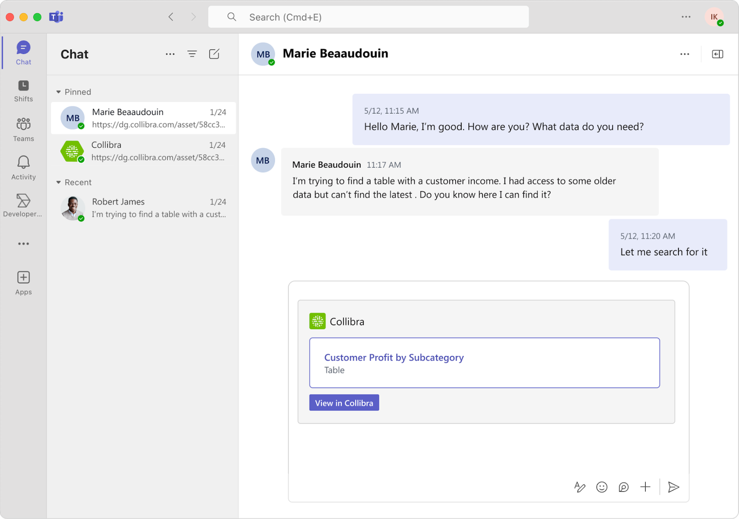 Easily share data assets with colleagues